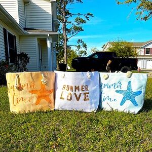 🆕🌿☀️LAON: CORAL SUMMER TIME Glitter Beach Tote Bag